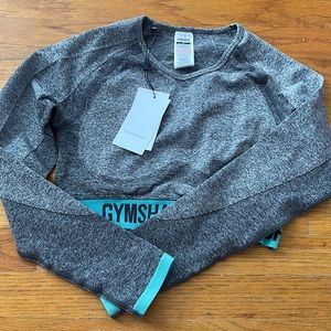 Gymshark Flex Crop Top Charcoal Dusky Teal